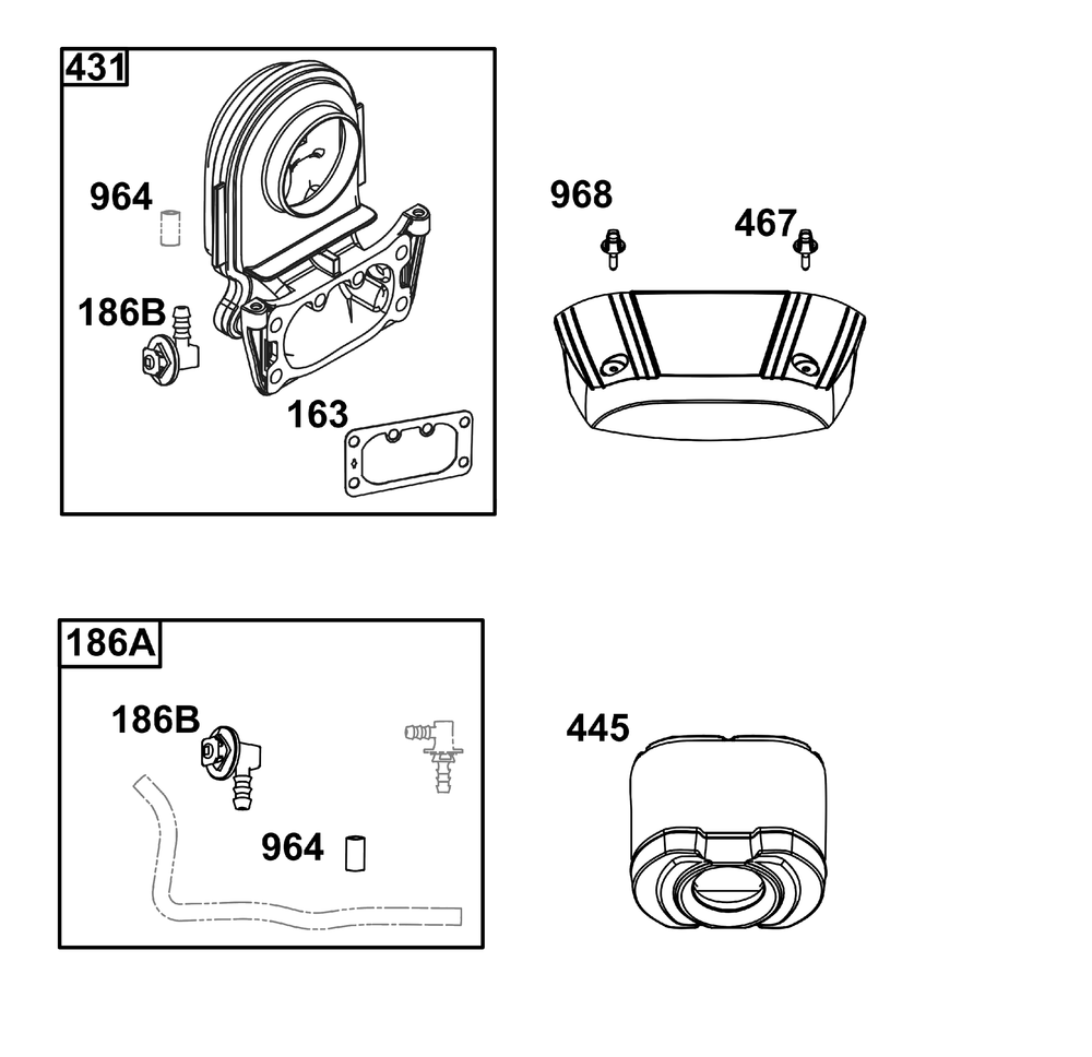 Air Cleaner Group Diagram and Parts List for 44S977-0031-B5 400000 - 699999 Briggs and Stratton Engine